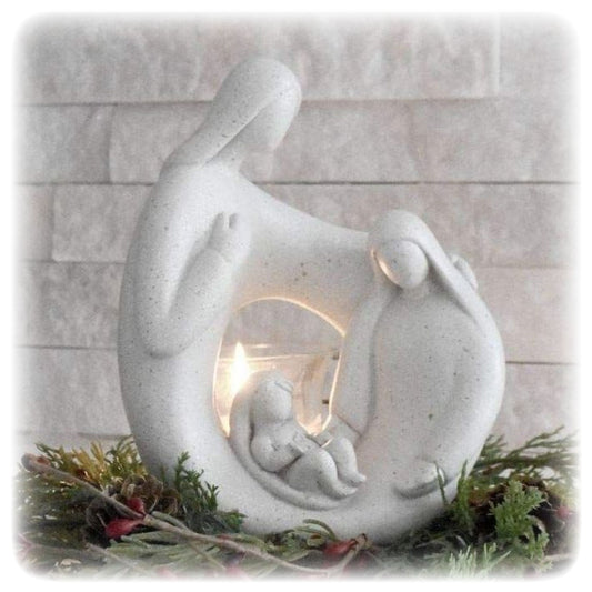 Christmas in Heaven Nativity Memorial Candleholder with LED Candle