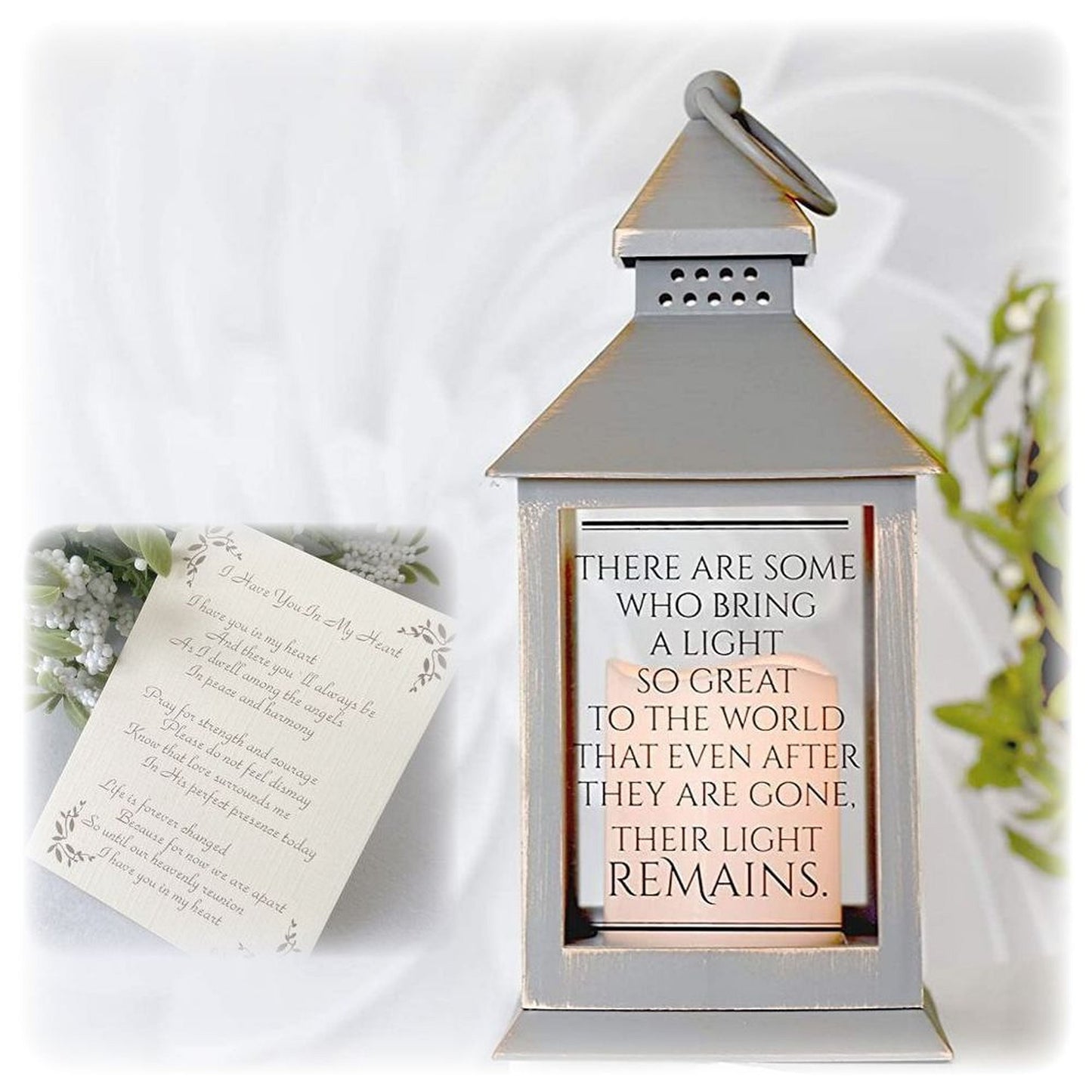 Their Light Remains Lantern Sympathy Gift with Automatic LED Candle