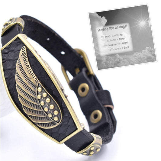 Angel Wings Leather Bracelet