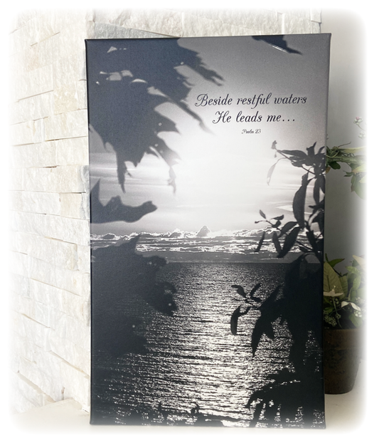 Canvas Sympathy Gift "Restful Waters - Sunset on Lake Michigan"