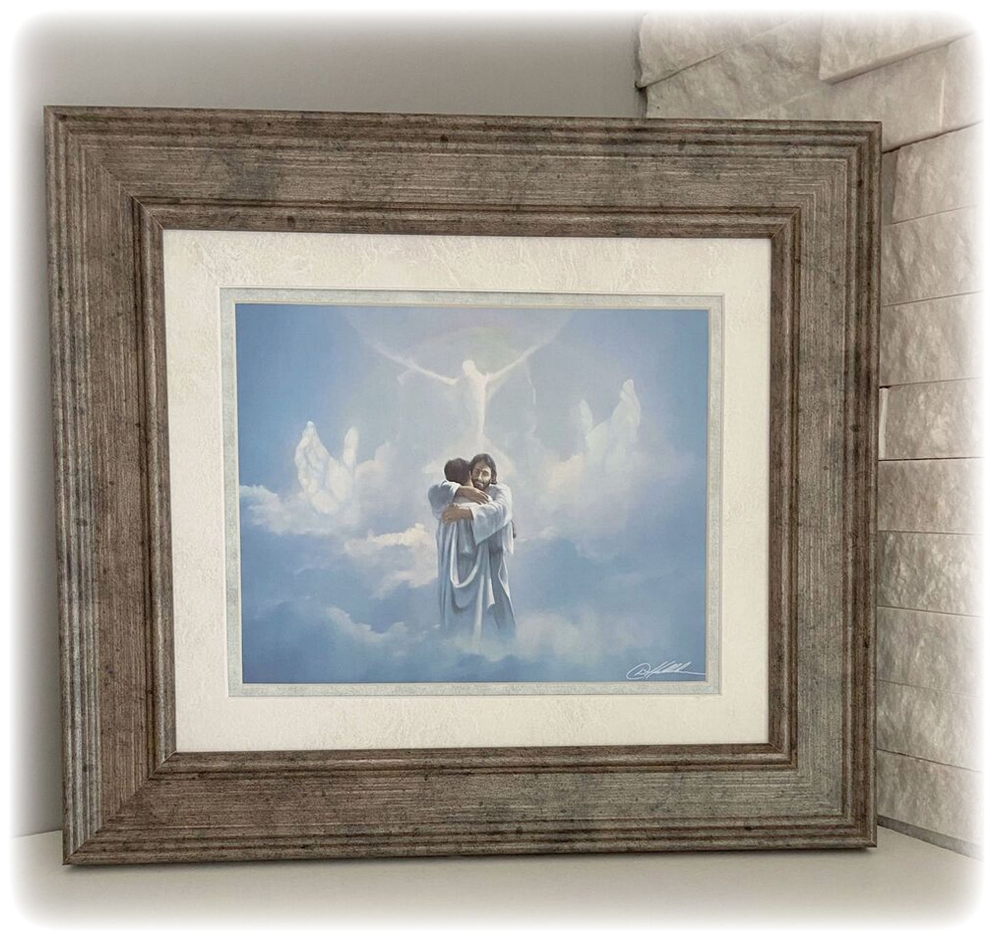 Memorial Framed Art Sympathy Gift in Modern Champagne Frame - "Reunion"