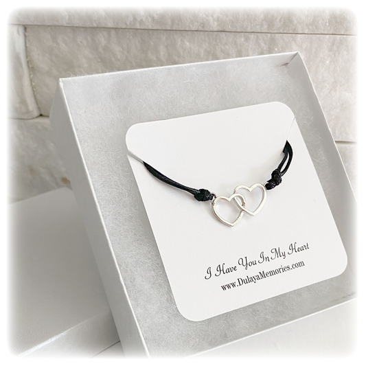Memorial Bracelet "Hearts Together Forever" Adjustable with Condolences Card