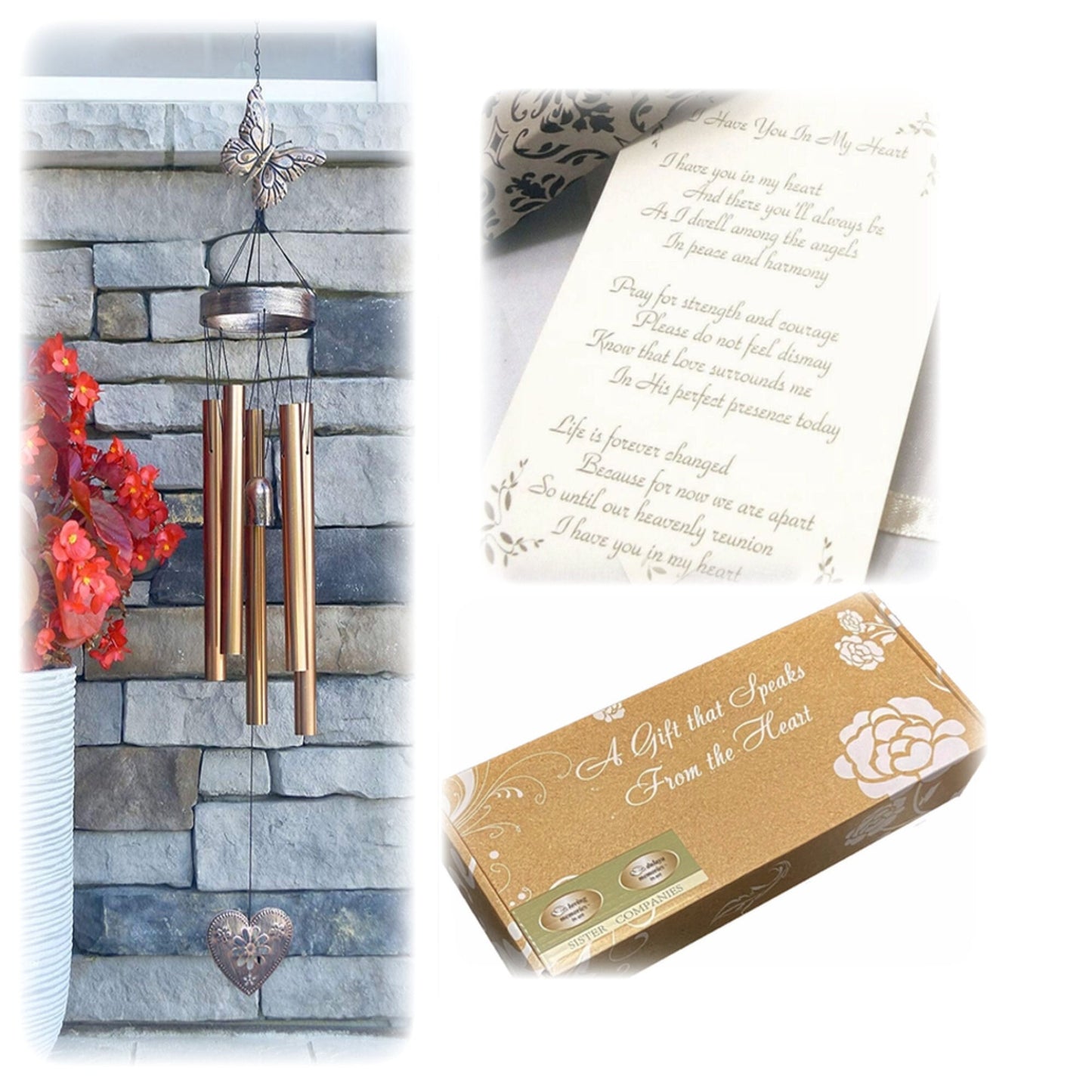 Heart and Butterfly Memorial Wind Chime Sympathy Gift