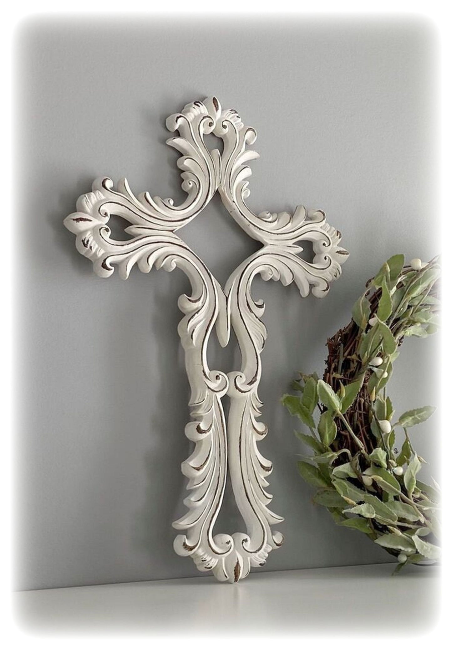 Ornate Farmhouse Memorial Cross Sympathy Gift with "I Have You In My Heart" Poem