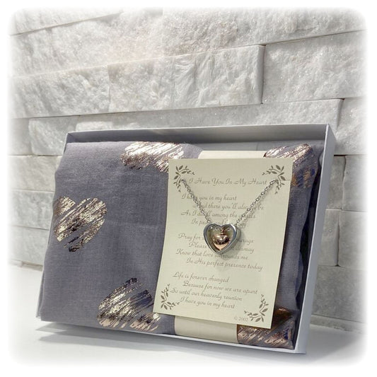 Cremation Necklace for Ashes with Condolences Card and Optional Scarf