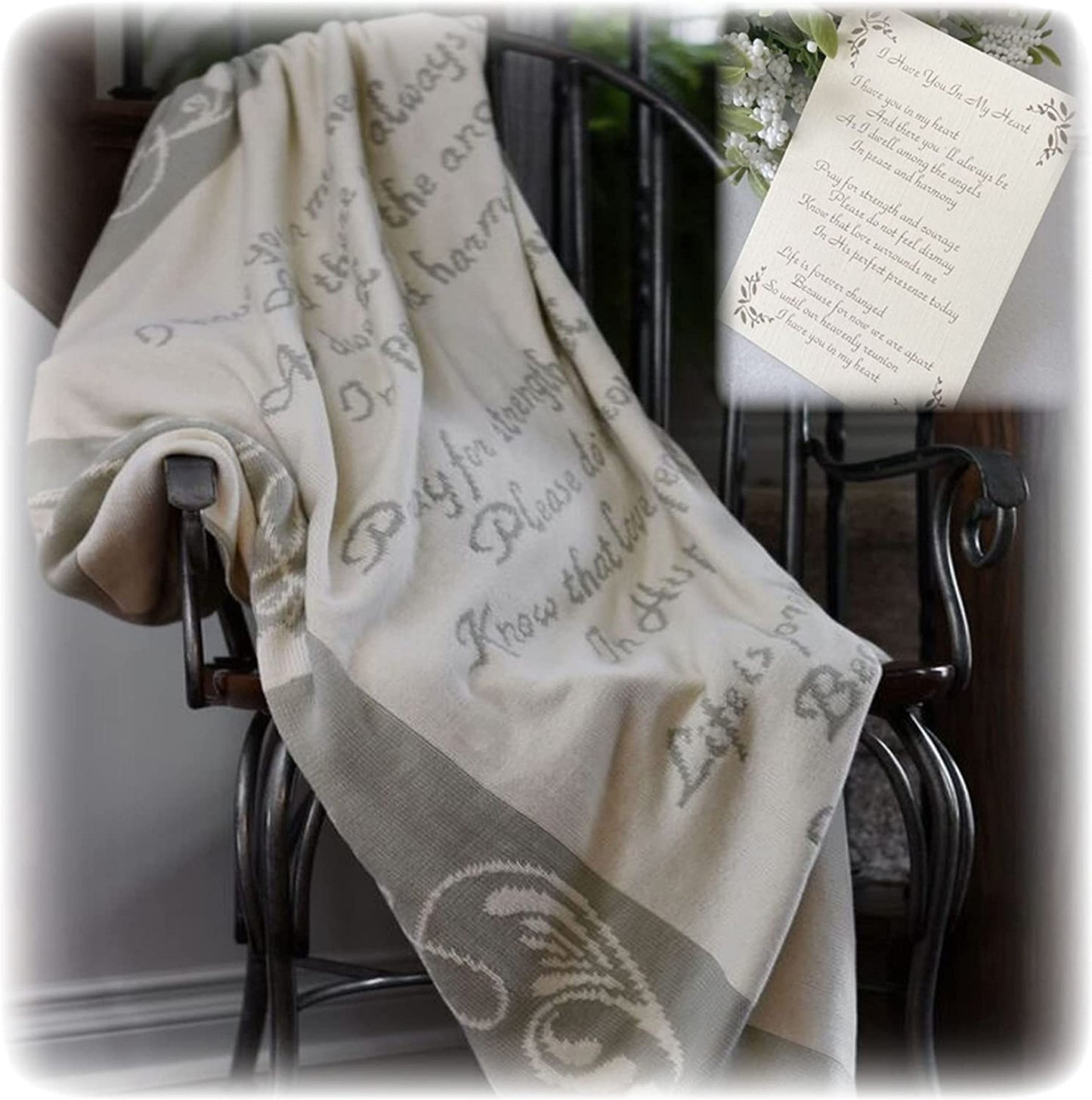 Memorial Blanket Sympathy Gift, In Loving Memory Knit Throw